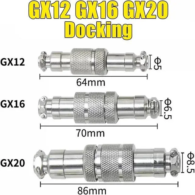 Alt view image 5 of 7 - 5pcs GX12 GX16 GX20 2 3 4 5 6 7 8 9 10Pin Male Female Butting Wire Cable Circular Aviation Socket Plug Panel Connector(GX20 Docking Male,3P)