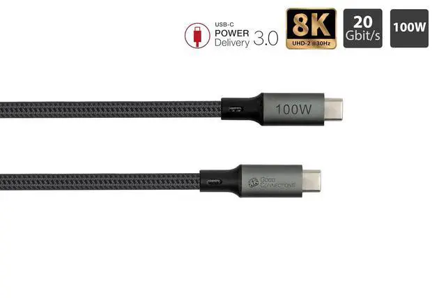 Alt view image 3 of 7 - Good Connections USB 4.0 Gen. 2x2 Cable (20GBit/s, 100W, 8K @ 30Hz), USB-C Male to USB-C Male, Anthracite, 1.8 m