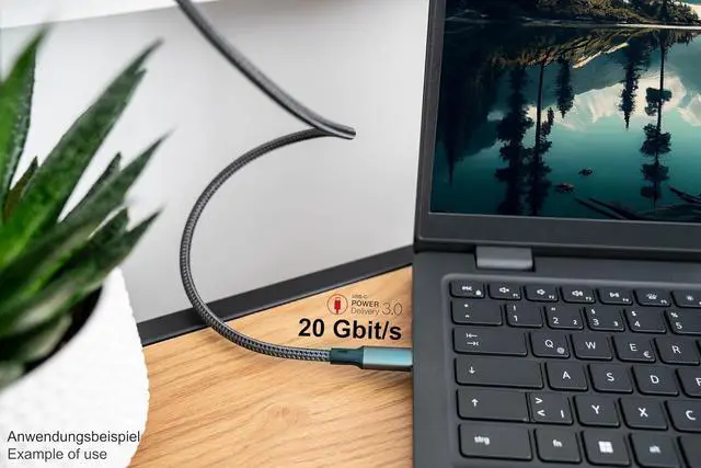 Alt view image 6 of 7 - Good Connections USB 4.0 Gen. 2x2 Cable (20GBit/s, 100W, 8K @ 30Hz), USB-C Male to USB-C Male, Anthracite, 1.8 m