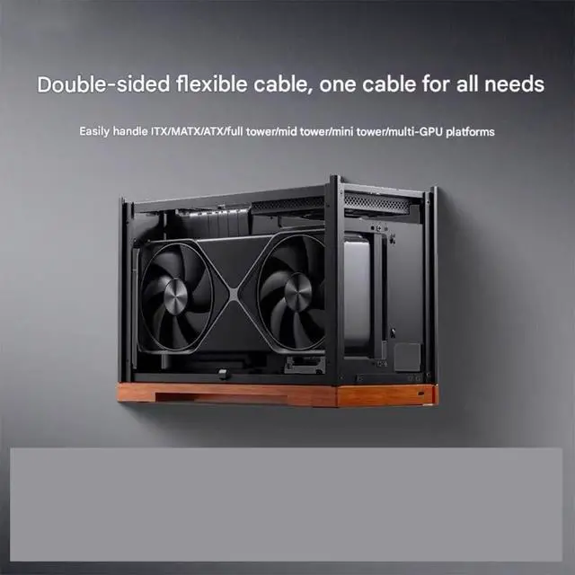 Alt view image 2 of 7 - PCIe 5.0 Risers Cable Double Reverse Layout 90 Degree for Computer Builds