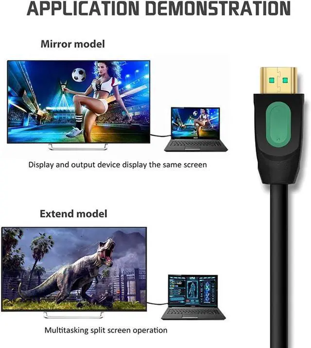 Alt view image 3 of 6 - HDMI-Compatible Adapter Cable HD Video Cables Male to Port 4K Extender Cord for Laptops Switcher HDMI Splitter (Color : As Shown, Size : 1.5m)