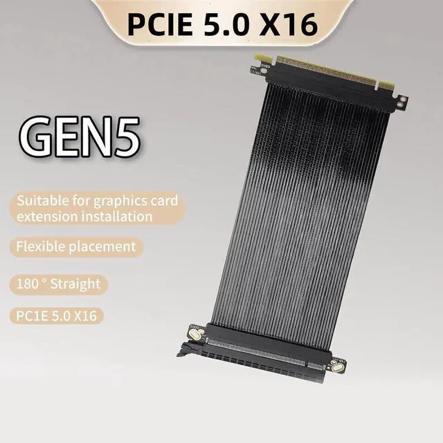 Alt view image 4 of 7 - PCIe 5.0 X16 Thin Flat Ribbon Cable 180 Degree Parallel Design for GPU Disk Fast Speed and Stability