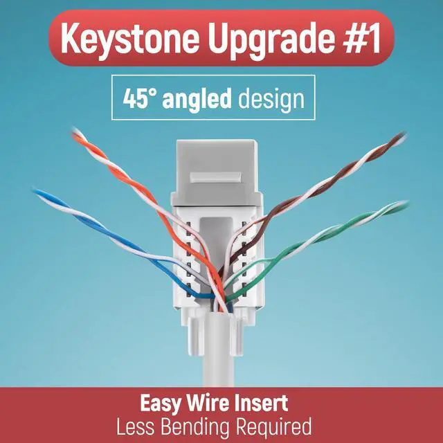 Alt view image 7 of 7 - Everest Media Solutions Bundle 2 Items: 45Term - Speed Termination Tool + 50 Pack of RJ45 CAT6A UTP Keystone Jacks - Gray