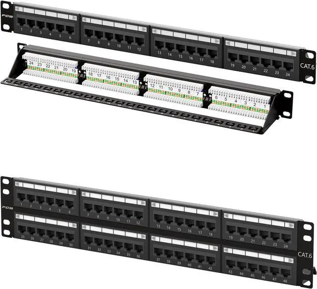 Main image of FGB 1U 24 Port Patch Panel and 2U 48 Port Cat6 Patch Panel