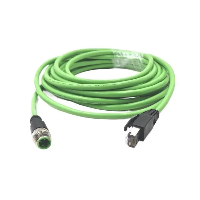 Main image of M12 to RJ45 Connector Network RJ45 Connector Straight Bent 4Pin 8Core A/D/X Sensor High Flexibility Shielded Network Cable(4 core,2M,A)