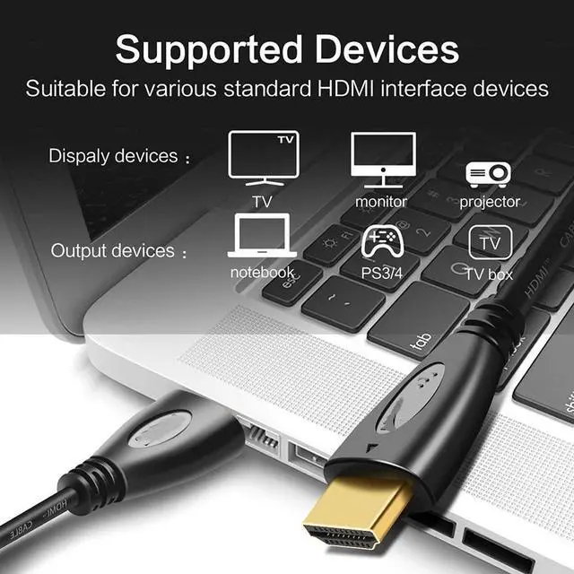 Alt view image 4 of 6 - HDMI-Compatible Cable Video Cables Gold Plated 1.4 4K 1080P 3D Cable for HDTV Splitter Switcher (Color : Black, Size : 1.5m)