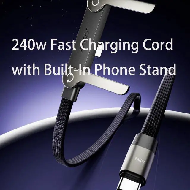 Alt view image 2 of 7 - 2-in-1 Invisible Holder Charger Cable with Stand - 2026 New 240w Fast Charging Cord with Built-in Phone Stand - Multi Charging Cable for Gaming, Office, Car Travel (05)