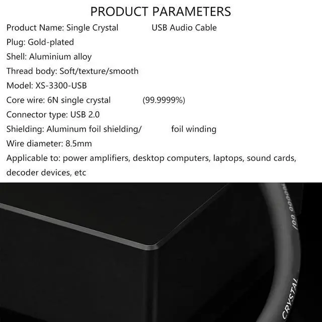 Alt view image 7 of 7 - High End USB A to USB B Cable 6N Single Crystal Coppered Cored Advanced Shielding Technology Clear