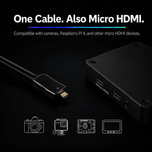 Alt view image 4 of 7 - Pacroban 25ft Fiber Optic HDMI Cable with Detachable Connectors, 4K@60Hz 4:4:4, 18Gbps Active Optical HDMI Cord, Micro HDMI Compatible, Slim in-Wall Cable for TV, Projector, Monitor, Gaming Console