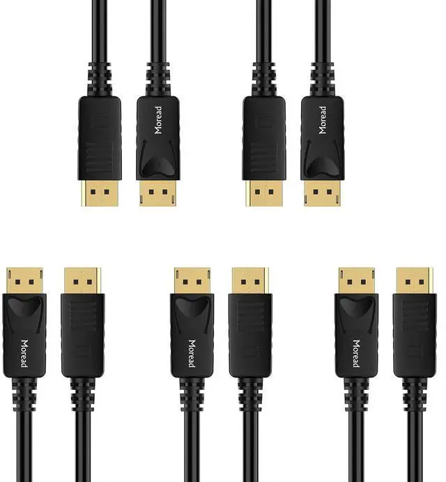 Main image of Moread DisplayPort 1.4 Cable, 6FT, 5-Pack, 8K@60Hz, 4K@240Hz, 32.4Gbps | Office & Workstation Ready, NVIDIA RTX & AMD Radeon Compatible, Professional Display Support