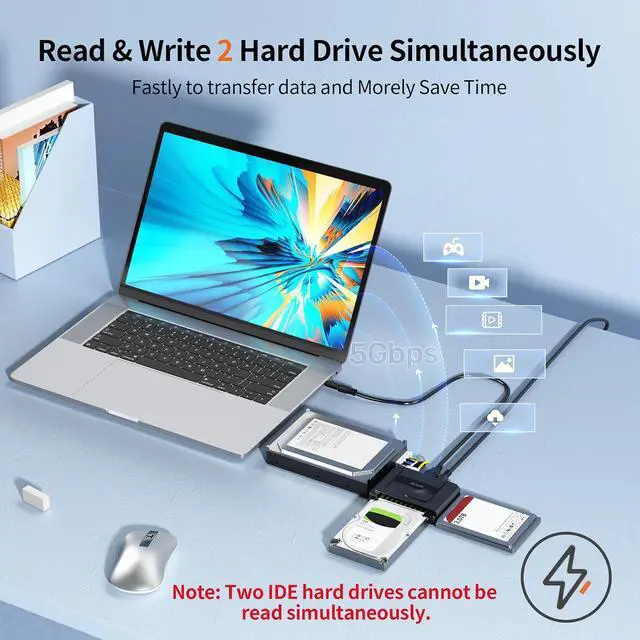 Alt view image 2 of 7 - SATA to USB 3.0 Adapter - External Hard Drive Reader Recovery Converter for Universal 2.5" 3.5" HDD SSD Optical Drive, 2.5/3.5 Inch SATA IDE Hard Drive Adapter Transfer Kit Included Power 12V 2A