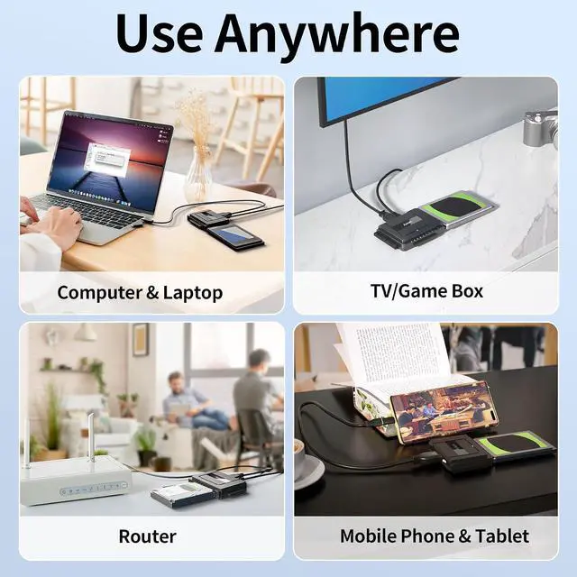 Alt view image 5 of 7 - SATA to USB 3.0 Adapter - External Hard Drive Reader Recovery Converter for Universal 2.5" 3.5" HDD SSD Optical Drive, 2.5/3.5 Inch SATA IDE Hard Drive Adapter Transfer Kit Included Power 12V 2A