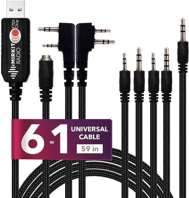 Main image of MIRKIT FTDI USB Programming Cable 6 in 1 Model 5 (59 inches Extended Length) for Flashing Ham Radios Compatible with Baofeng Radio, Motorola, Kenwood, HYT, ICOM, Yaesu, Vertex