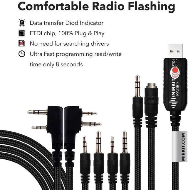 Alt view image 2 of 7 - MIRKIT FTDI USB Programming Cable 6 in 1 Model 5 (59 inches Extended Length) for Flashing Ham Radios Compatible with Baofeng Radio, Motorola, Kenwood, HYT, ICOM, Yaesu, Vertex