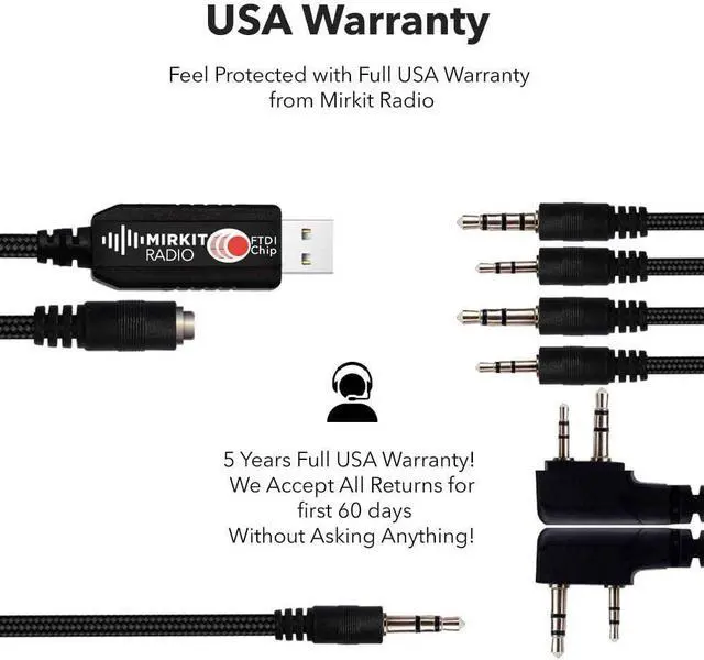 Alt view image 5 of 7 - MIRKIT FTDI USB Programming Cable 6 in 1 Model 5 (59 inches Extended Length) for Flashing Ham Radios Compatible with Baofeng Radio, Motorola, Kenwood, HYT, ICOM, Yaesu, Vertex