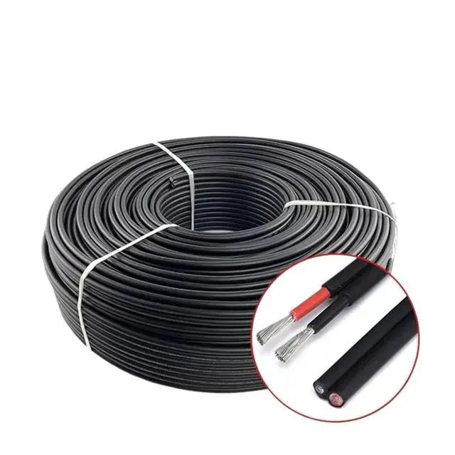 Alt view image 2 of 7 - 30 Meters Twin Core 2x4/2x6MM2 Solar Cable Black 2 Pins PV Wire Copper Conductor XLPE Jacket Photovoltaic Tinned Copper(2X4MM2)