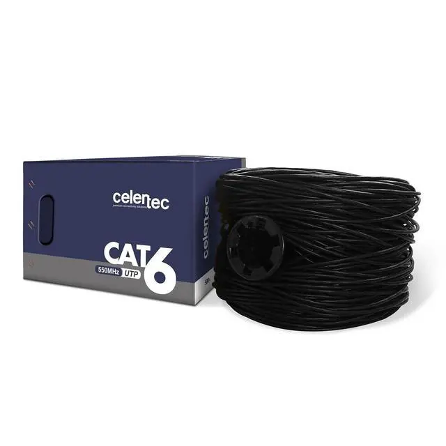 Alt view image 6 of 7 - celertec Cat6 Plenum Cable, 500ft, UTP(Unshielded Twisted Pair), 23AWG Solid Bare Copper, 550MHz, UL Listed &CMP Rated, Bulk Ethernet Cable-Black