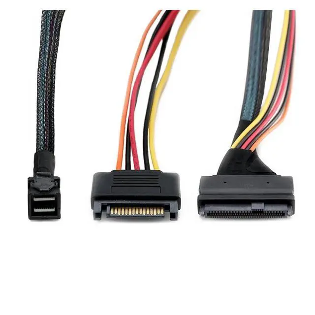 Alt view image 2 of 6 - M36K- 0.5M/1.5Ft MI NI S*A*S SFF 8643 to U.2 SFF-8639 Cable with 15 Pin Female Connector SSD Power Cable Wire 12Gb/S