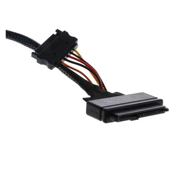 Alt view image 3 of 6 - M36K- 0.5M/1.5Ft MI NI S*A*S SFF 8643 to U.2 SFF-8639 Cable with 15 Pin Female Connector SSD Power Cable Wire 12Gb/S