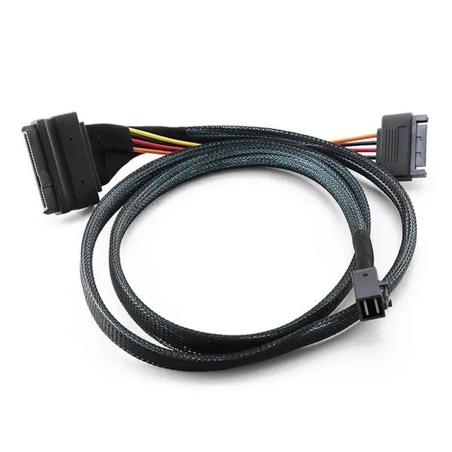 Alt view image 6 of 6 - M36K- 0.5M/1.5Ft MI NI S*A*S SFF 8643 to U.2 SFF-8639 Cable with 15 Pin Female Connector SSD Power Cable Wire 12Gb/S
