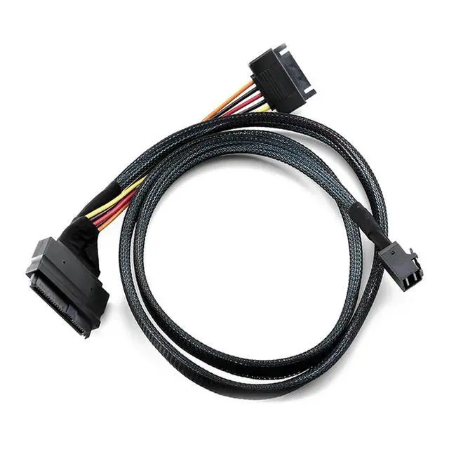 Alt view image 5 of 6 - M36K- 0.5M/1.5Ft MI NI S*A*S SFF 8643 to U.2 SFF-8639 Cable with 15 Pin Female Connector SSD Power Cable Wire 12Gb/S