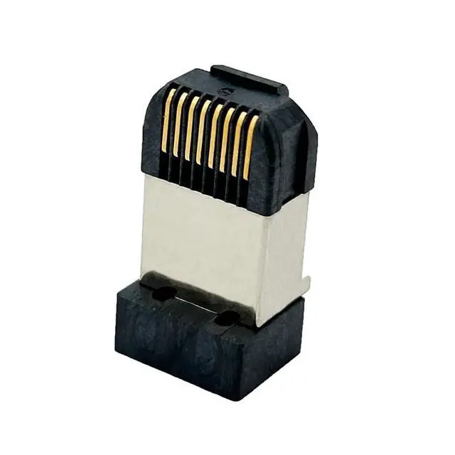 Alt view image 5 of 7 - RJ45 Network Connector Modular Plug, cat.5e 8-Pin Ethernet Plug with Gold-Plated Contacts, Black Housing for PCB 10PCS per Bag