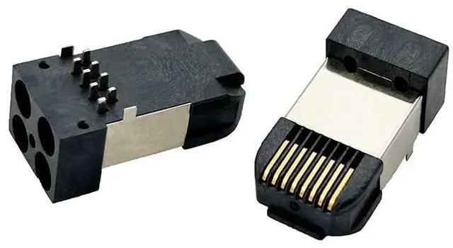 Alt view image 6 of 7 - RJ45 Network Connector Modular Plug, cat.5e 8-Pin Ethernet Plug with Gold-Plated Contacts, Black Housing for PCB 10PCS per Bag