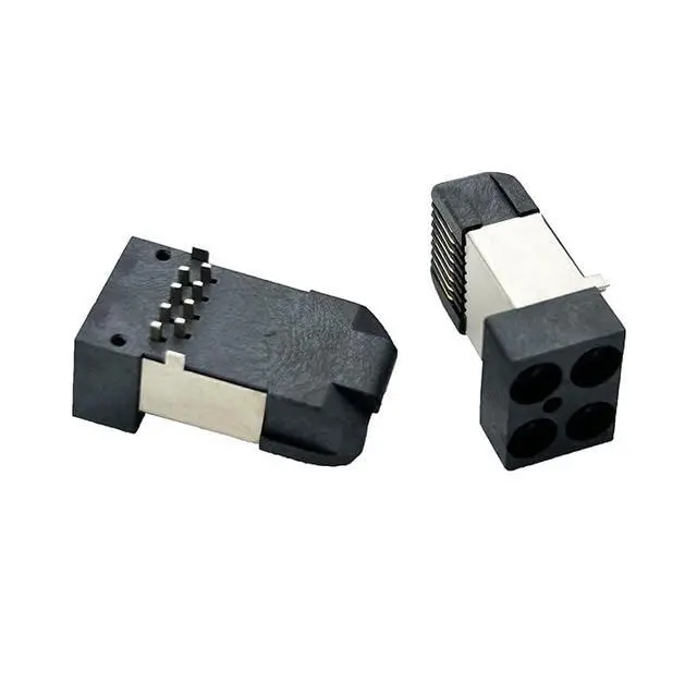 Alt view image 7 of 7 - RJ45 Network Connector Modular Plug, cat.5e 8-Pin Ethernet Plug with Gold-Plated Contacts, Black Housing for PCB 10PCS per Bag