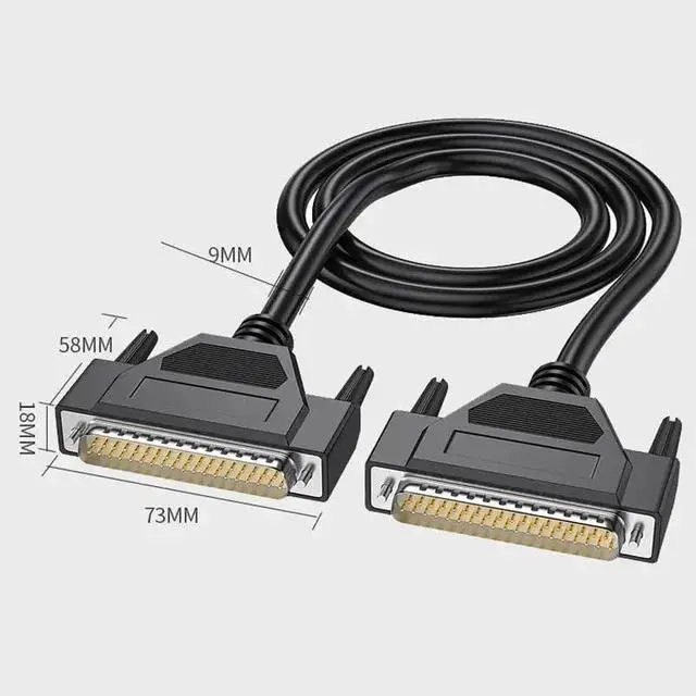 Alt view image 4 of 7 - DB37 Extension Cable Programmer Data Line Connector Male to Male to Female Industrial 37Pin Pure Copper Dual Shield Cord(Metal-MF,2 Meters)