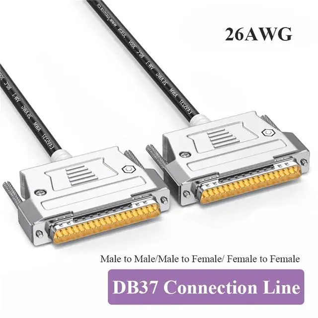 Alt view image 6 of 7 - DB37 Extension Cable Programmer Data Line Connector Male to Male to Female Industrial 37Pin Pure Copper Dual Shield Cord(Metal-MF,2 Meters)