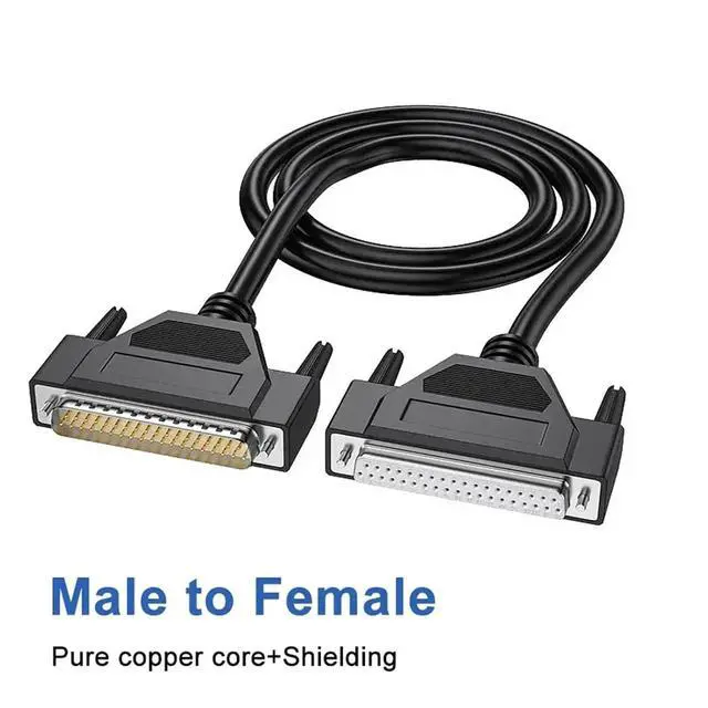 Alt view image 2 of 7 - DB37 Extension Cable Programmer Data Line Connector Male to Male to Female Industrial 37Pin Pure Copper Dual Shield Cord(Plastic-MF,3 Meters)