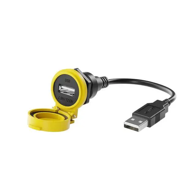 Main image of LSHITECH LU22 Industrial USB 2.0 with Automatic Flap 0.1M 0.3M 0.5M 1M 1.5M 2M 3M 4M Waterproof Extension Cable(Yellow Cap,Metal Nut,0.3M Cable)