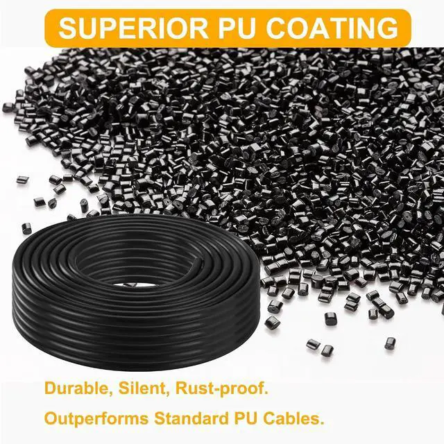 Alt view image 3 of 7 - Upgraded 32.8Ft/98.4Ft Fitness Pulley Cable, 30% Thickened & Smoother PU Coating, Universal Steel Cable Replacement for LAT Pulley Machine, Home Gym Accessories (1/4"/ 6mm Thick)
