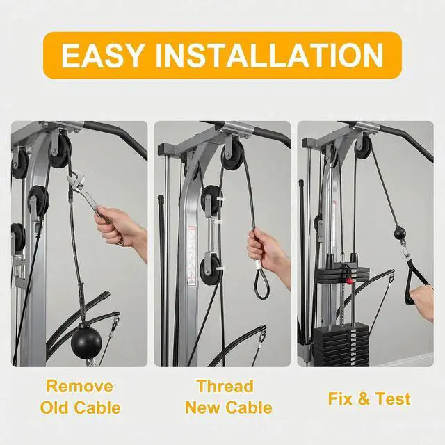 Alt view image 4 of 7 - Upgraded 32.8Ft/98.4Ft Fitness Pulley Cable, 30% Thickened & Smoother PU Coating, Universal Steel Cable Replacement for LAT Pulley Machine, Home Gym Accessories (1/4"/ 6mm Thick)