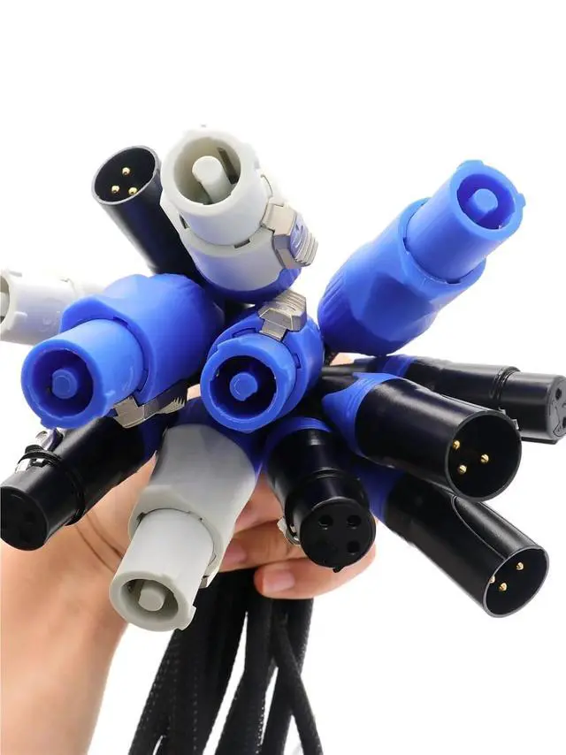 Alt view image 5 of 5 - 1-5 Meter Mobile DJ AC Power and DMX 3-Pin XLR Combination Cable, PowerCON in/Out Audio Signal Control Line(3 Meter)