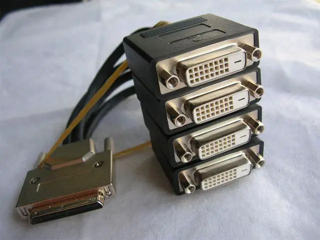 Alt view image 3 of 7 - VHDCI Breakout Cable&Adapter-VHDCI(SCSI 68Pin) M to 4-Port DVI-D(24+1) F Splitter Breakout Cable for NVIDIA and VisionTek Graphics Cards