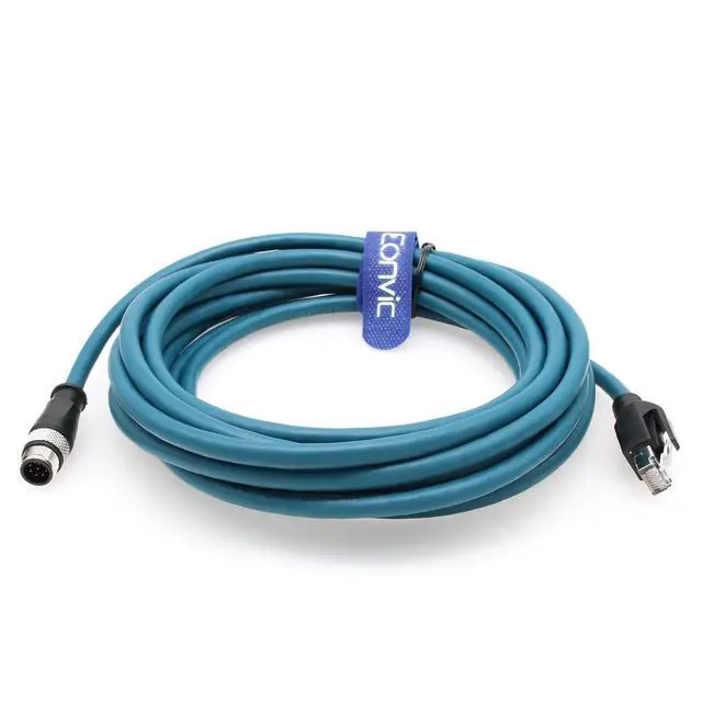 Alt view image 3 of 5 - M12 to RJ45 Industrial Ethernet 8 Pin A Code Sensor Connector Gigabit Ethernet Cat-6 High Flexible Shielded Cable for Cognex Industrial Camera (5M, Blue)