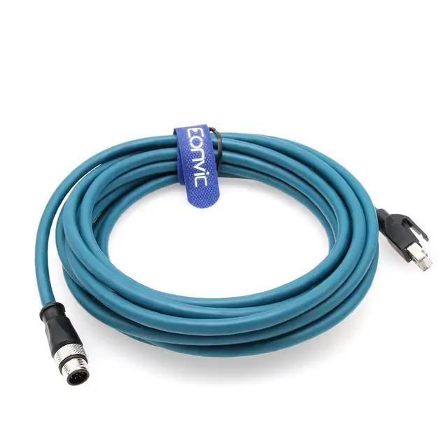 Alt view image 2 of 5 - M12 to RJ45 Industrial Ethernet 8 Pin A Code Sensor Connector Gigabit Ethernet Cat-6 High Flexible Shielded Cable for Cognex Industrial Camera (5M, Blue)