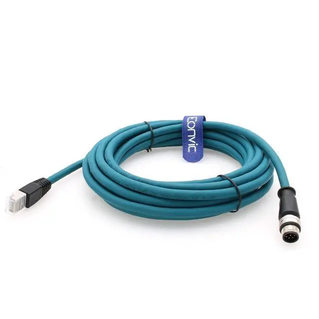 Alt view image 5 of 5 - M12 to RJ45 Industrial Ethernet 8 Pin A Code Sensor Connector Gigabit Ethernet Cat-6 High Flexible Shielded Cable for Cognex Industrial Camera (5M, Blue)