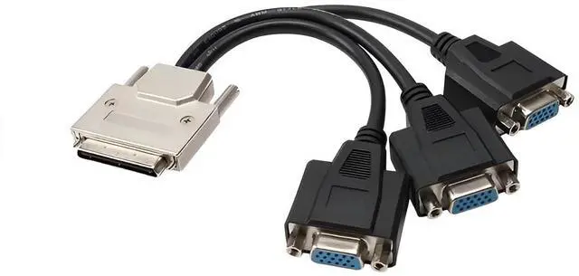 Main image of VHDCI Breakout Cable&Adapter-VHDCI(SCSI 68Pin) M to 3-Port VGA Female Splitter Breakout Cable for NVIDIA and VisionTek Graphics Cards