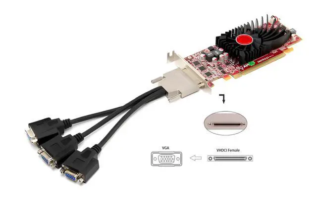 Alt view image 6 of 7 - VHDCI Breakout Cable&Adapter-VHDCI(SCSI 68Pin) M to 3-Port VGA Female Splitter Breakout Cable for NVIDIA and VisionTek Graphics Cards