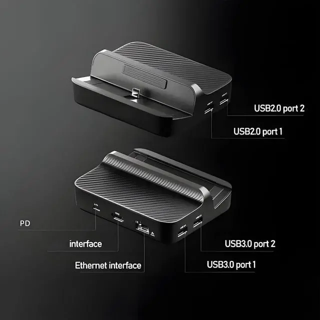 Alt view image 3 of 7 - Docking Station for Pocket 5 Game Consoles with 4K and Gigabit Ethernet Multifunctional Expansion Hub Black