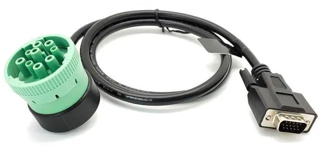 Main image of DB15 Male to 9 Pin Male Right Angled J1939 Type 2 Connector 1Meter