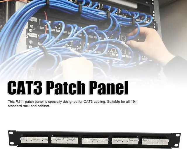 Alt view image 2 of 7 - Gavigain 25 Port Blank Keystone 1U Patch Panel, RJ11 Through Coupler 19" Metal Rackmount Housing with Back Bar for Cat5, Cat5e, Cat6 Cabling