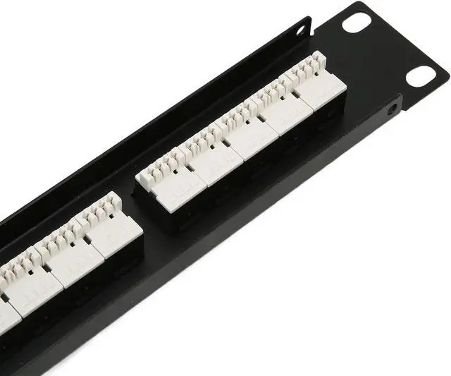 Alt view image 5 of 7 - Gavigain 25 Port Blank Keystone 1U Patch Panel, RJ11 Through Coupler 19" Metal Rackmount Housing with Back Bar for Cat5, Cat5e, Cat6 Cabling