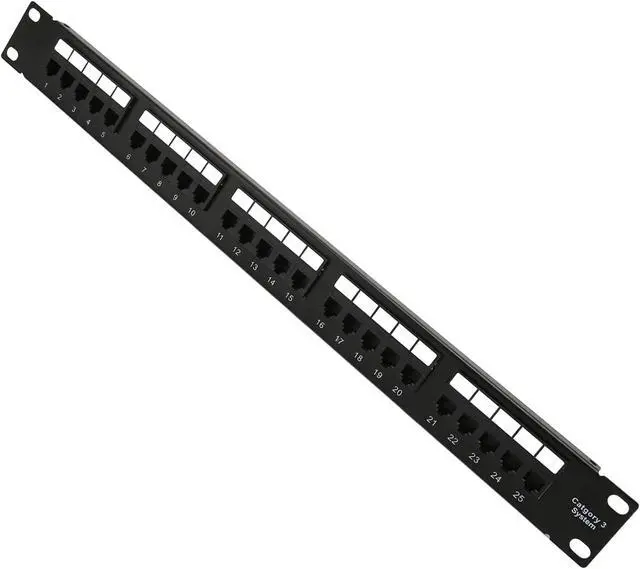 Alt view image 6 of 7 - Gavigain 25 Port Blank Keystone 1U Patch Panel, RJ11 Through Coupler 19" Metal Rackmount Housing with Back Bar for Cat5, Cat5e, Cat6 Cabling