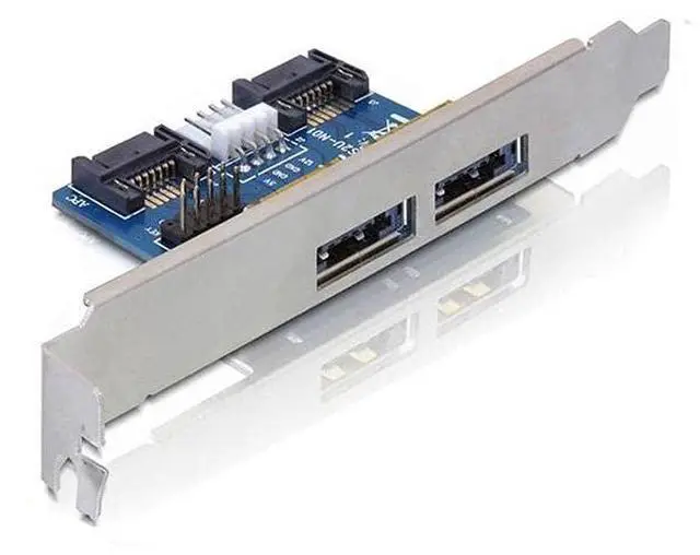 Main image of Desktop 2 Ports SATA to Power eSATA eSATAp 9Pin to USB 2.0 Converter Power by SATA 15pin w/Full Profile Bracket Expansion Card