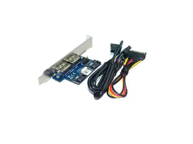 Alt view image 3 of 6 - Desktop 2 Ports SATA to Power eSATA eSATAp 9Pin to USB 2.0 Converter Power by SATA 15pin w/Full Profile Bracket Expansion Card