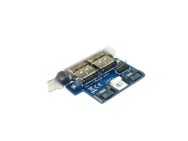 Alt view image 4 of 6 - Desktop 2 Ports SATA to Power eSATA eSATAp 9Pin to USB 2.0 Converter Power by SATA 15pin w/Full Profile Bracket Expansion Card