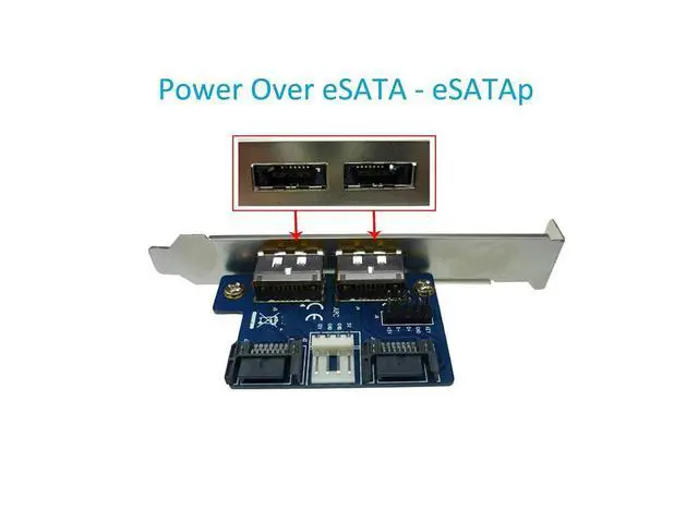 Alt view image 5 of 6 - Desktop 2 Ports SATA to Power eSATA eSATAp 9Pin to USB 2.0 Converter Power by SATA 15pin w/Full Profile Bracket Expansion Card
